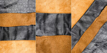 Collection Of Images With Genuine Brown And Black Leather Textures Background
