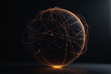 Leinwandbilder - Abstract spherical particles connected with lines, concept for network and conncetion
