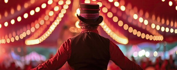 Circus ringmaster in action at circus show