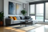 Fototapeta  - Contemporary Elegance: Minimalist Living Room,Modern Minimalist Home Decor