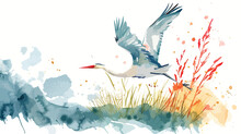 Flying Bird Watercolor Illustration Vector Cartoon
