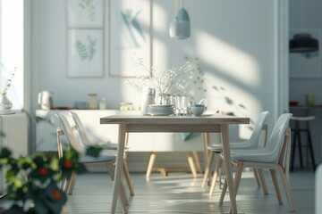 Modern scandinavian interior of dining room