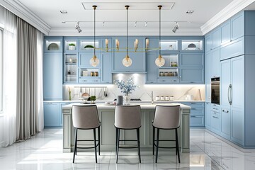 Wall Mural - Modern interior kitchen with different cabinets