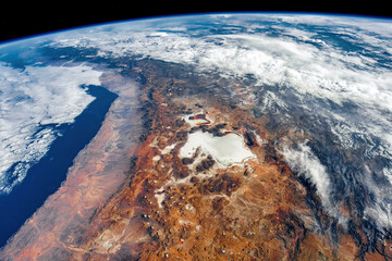Wall Mural - salt flats, mountains, and humidity in bolivia. digital enhancement of an image by nasa