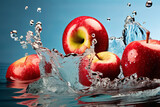 Fototapeta Sypialnia - Äpfel die in Wasser fallen Nahaufnahme Hintergrund