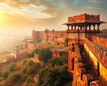 Magnificent Delhi Forts And City Walls Of Agra Fort Exhibit Grandeur And Rich History, World Heritage Day Poster