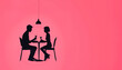 illustration d'un couple dînant au restaurant - illustration noire et rose