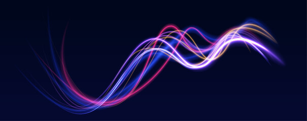 Poster - Racing cars dynamic flash effects city road with long exposure night ligh. Laser beams luminous abstract sparkling isolated on a transparent background.	