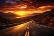 highway in the mountains at sunset. 3d rendering and illustration
