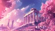 © Fever Dreams - Ancient Ruins in Pink and Purple Hues Wallpaper Background