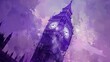 Abstract Purple and Lavender Big Ben Artwork Wallpaper Background