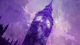 Fototapeta Big Ben - Abstract Purple and Lavender Big Ben Artwork Wallpaper Background