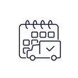 delivery schedule line icon with a truck