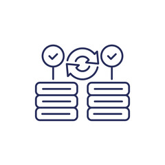 Sticker - backup servers data line icon on white