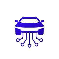 Poster - autonomous smart car icon, vector pictogram