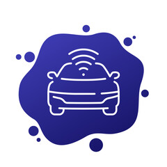 Poster - smart car line icon, remote control for vehicle vector