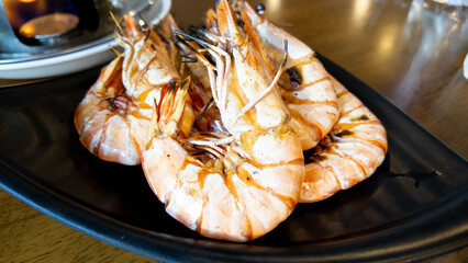seafood meal prawn grilled river dinner shimp lunch delicious restaurant cooked fresh healthy gourme