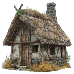 medieval viking house isolated on transparent background, element remove background, element for design