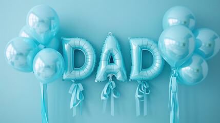 Wall Mural - Happy Father’s Day dad text with balloon decor, copy space text, 3D rendering illustration, happy fathers day