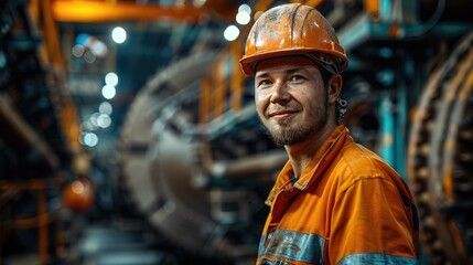 Aufkleber - A mining worker working in a factory. Generative AI.