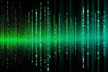 Abstract green binary matrix code background.