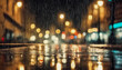 Sfumature della Città- Atmosfera Notturna con Strada Bagnata e Luci Scintillanti