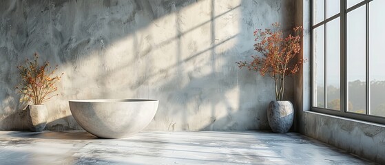 Aufkleber - Window light and shadow on gray background for product presentation