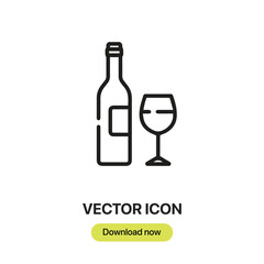 Aufkleber - Wine Bottle icon vector. Linear-style sign for mobile concept and web design. Wine Bottle symbol illustration. Pixel vector graphics - Vector.