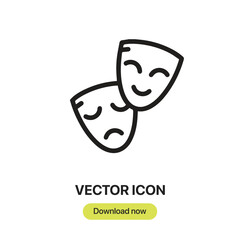 Poster - Masks icon vector. Linear-style sign for mobile concept and web design. Masks symbol illustration. Pixel vector graphics - Vector.