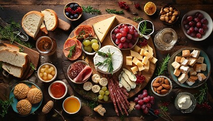 Wall Mural - a chair full of food, salami, cheese, vegetables