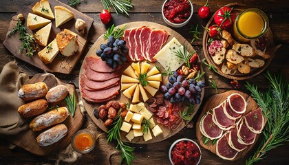 Wall Mural - a chair full of food, salami, cheese, vegetables
