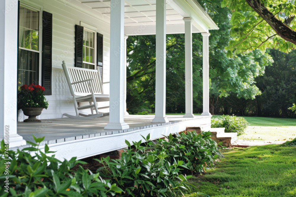 Classic Southern Porch in a House With White Vinyl Siding Stock Photo ...