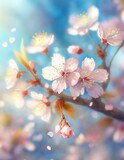 Fototapeta Kwiaty - 満開の桜  華麗に舞い散る桜の花びら