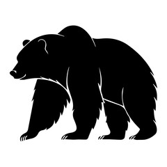 Wall Mural - grizzly bear standing black silhouette logo svg vector, bear standing icon illustration.