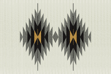 Wall Mural - Ethnic fabric pattern, cream, yellow, black, geometric shapes for textiles and clothing, blankets, rugs, blankets, vector illustration.