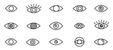 Premium Set Of Eye Line Icons. Simple Pictograms Pack. Stroke Vector Illustration On A White Background. Modern Outline Style Icons Collection.