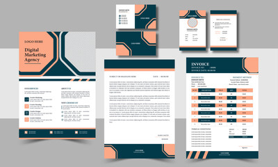 Corporate business stationary or office identity set, modern corporate identity template, with digital elements. Vector company style for brand book and guideline.