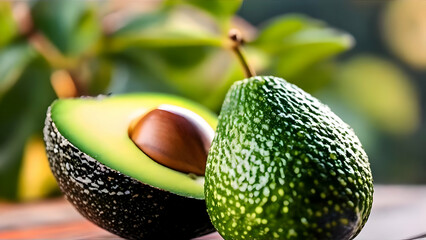 Avacado, fruit,,avocado on a leaf, green, fresh fruit, organic