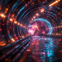 Wall Mural - futuristic tunnel with cosmic energy core