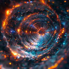Wall Mural - abstract wormhole passage with light particles