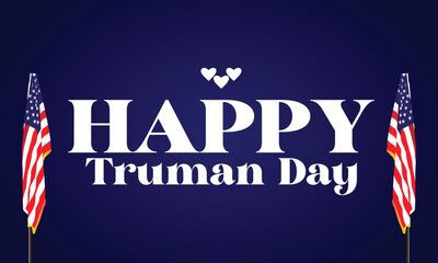 Happy Truman Day Stylish Text With Usa Flag Design