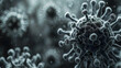 Virus floating in cellular environment, background, viral disease epidemic, 3D rendering of virus, illustration. Generative AI