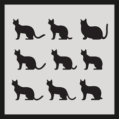Naklejka na meble Oliver cat silhouette set Clipart on a hex color background