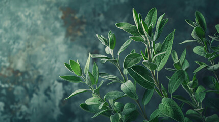 Wall Mural - a Sage plant arranged in a herbal medicine setting. 