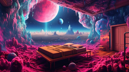 Wall Mural - gradient surrealist galaxy illustration