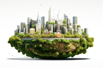 Poster - Urban landscape with abundant tree coverage, ideal for environmental concepts