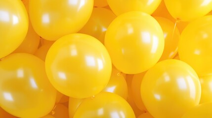 Wall Mural - Colorful yellow balloons floating in the air, perfect for celebrations and events