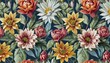 elegant colorful seamless pattern with botanical floral design illustration