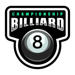 Wall Mural - Billiard logo. Black ball color with the number eight. 8. Pool game. Snooker.