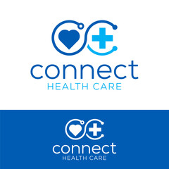 Wall Mural - connect health care logo design vector illustration